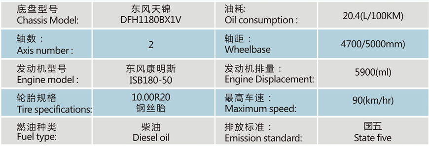 东风天锦散装饲料运输车底盘技术参数